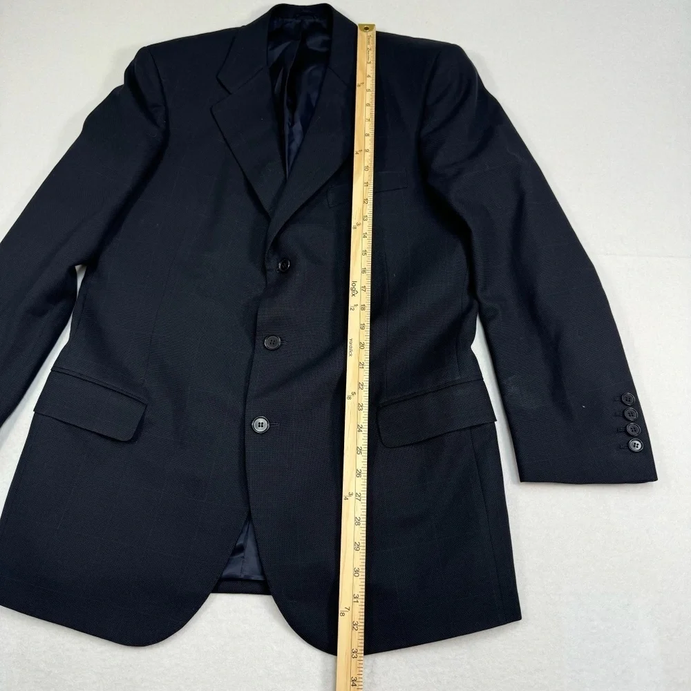 Ennio Dagnillo Wool Cashmere Blend Blazer Jacket Mens Navy Blue Windowpane